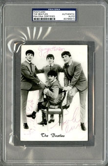 “The Beatles” Multi-Signed and Encapsulated Postcard – Featuring John Lennon, Paul Mccartney, George Harrison and Ultra Rare Jimmie Nicol! (PSA/DNA)